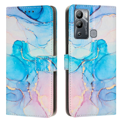 

For Infinix Hot 12i Painted Marble Pattern Leather Phone Case(Pink Purple)