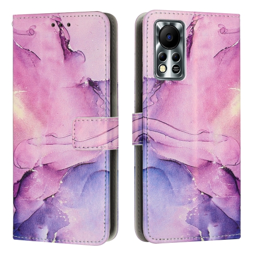 

For Infinix Hot 11s NFC Painted Marble Pattern Leather Phone Case(Purple)