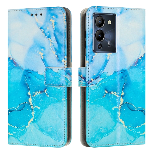

For Infinix Note 12 G96 Painted Marble Pattern Leather Phone Case(Blue Green)