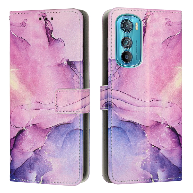 

For Motorola Edge 30 Painted Marble Pattern Leather Phone Case(Purple)
