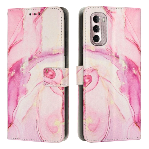 

For Motorola Moto G Stylus 5G 2022 Painted Marble Pattern Leather Phone Case(Rose Gold)