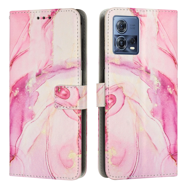 

For Motorola Moto S30 Pro Painted Marble Pattern Leather Phone Case(Rose Gold)