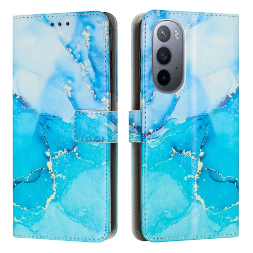

For Motorola Moto X30 Pro / Edge 30 Ultra Painted Marble Pattern Leather Phone Case(Blue Green)