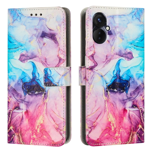 

For Tecno Spark 9 Pro Painted Marble Pattern Leather Phone Case(Pink Purple)