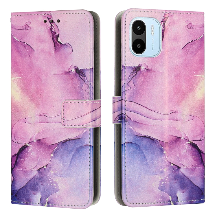 

For Xiaomi Redmi A1 Painted Marble Pattern Leather Phone Case(Purple)