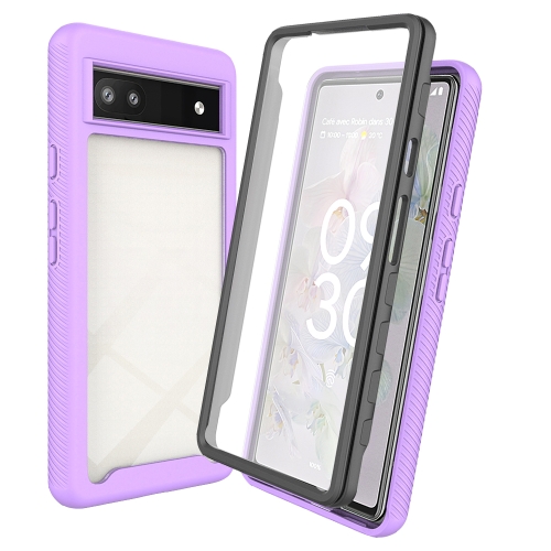 

For Googel Pixel 6A Starry Sky Full Body Hybrid Shockproof Phone Case(Light Purple)