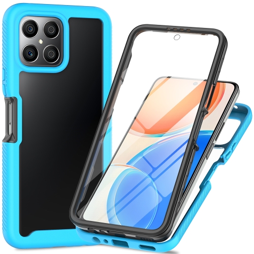 

For Honor X8 4G Starry Sky Full Body Hybrid Shockproof Phone Case(Light Blue)
