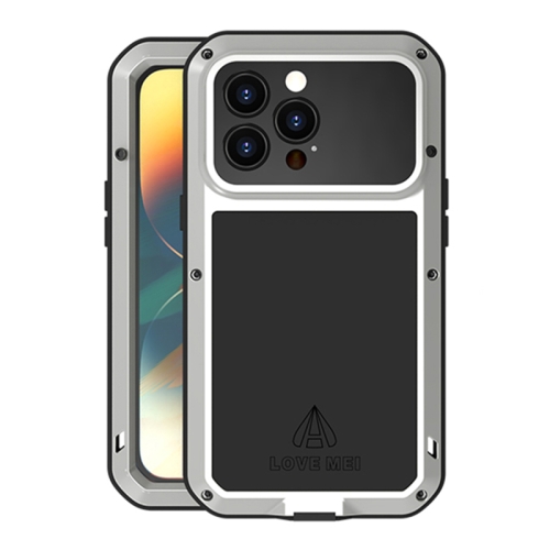 

For iPhone 14 Pro LOVE MEI Metal Shockproof Life Waterproof Dustproof Phone Case(Silver)