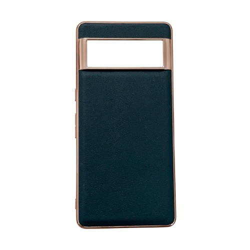 

For Google Pixel 6 Waves Series Nano Electroplating Genuine Leather Phone Case(Green)