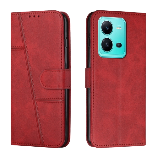 

For vivo V25 / V25e Stitching Calf Texture Buckle Leather Phone Case(Red)