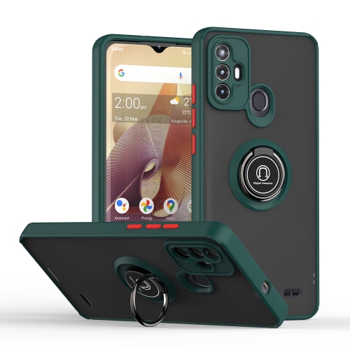 For ZTE Blade A52 Q Shadow 1 Series TPU + PC Phone Case with Ring(Dark Green)