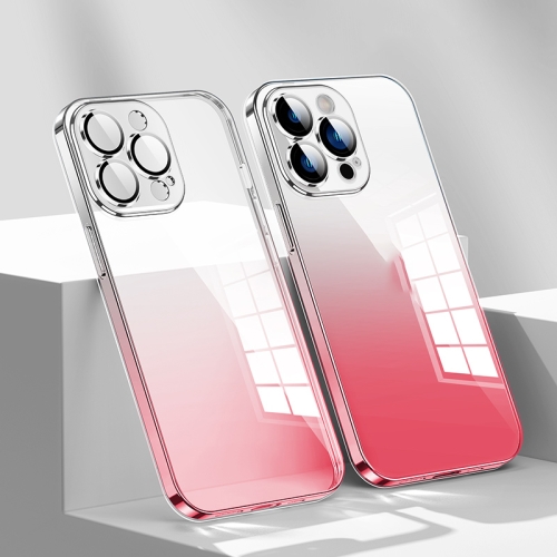 

For iPhone 13 Pro Max Gradient Color PC Phone Case with Lens Film(Rose Red)