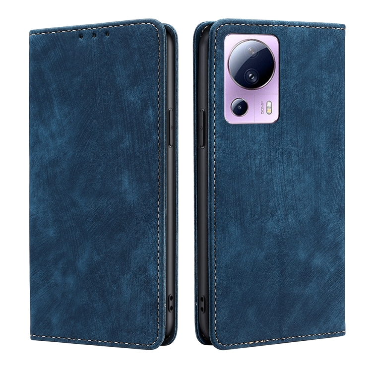

For Xiaomi Civi 2 5G RFID Anti-theft Brush Magnetic Leather Phone Case(Blue)