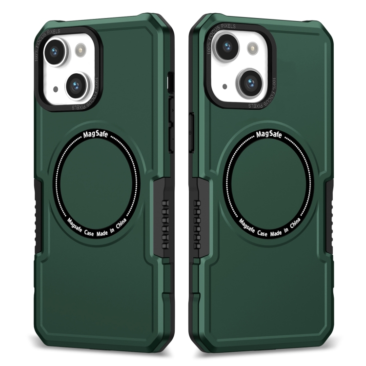 

For iPhone 14 Plus MagSafe Shockproof Armor Phone Case(Dark Green)