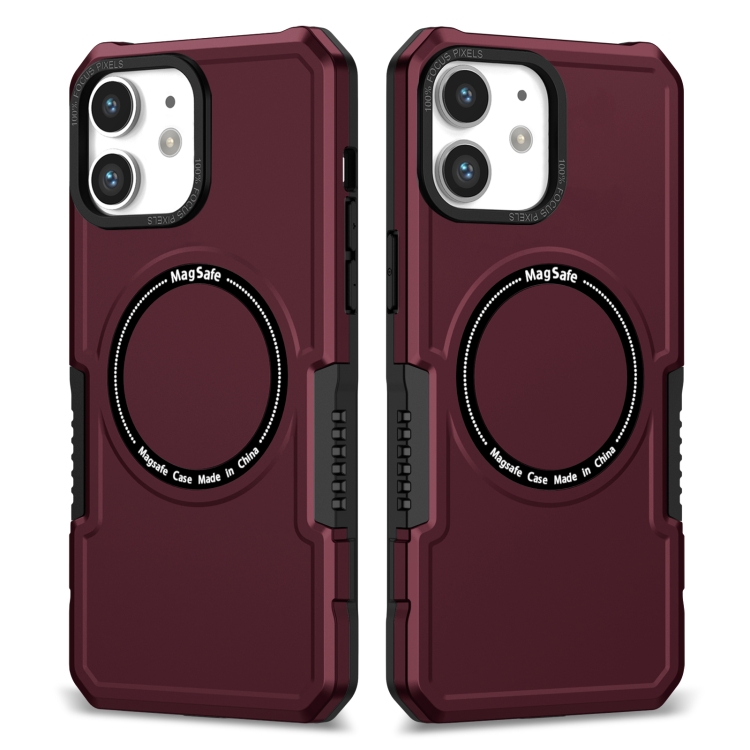 

For iPhone 12 MagSafe Shockproof Armor Phone Case(Wine Red)