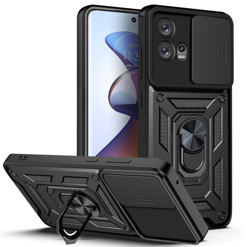 

For Motorola Edge 30 Fusion Sliding Camera Cover Design TPU+PC Phone Case(Black)