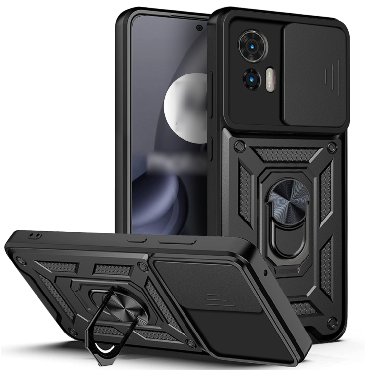 

For Motorola Edge 30 Neo Sliding Camera Cover Design TPU+PC Phone Case(Black)