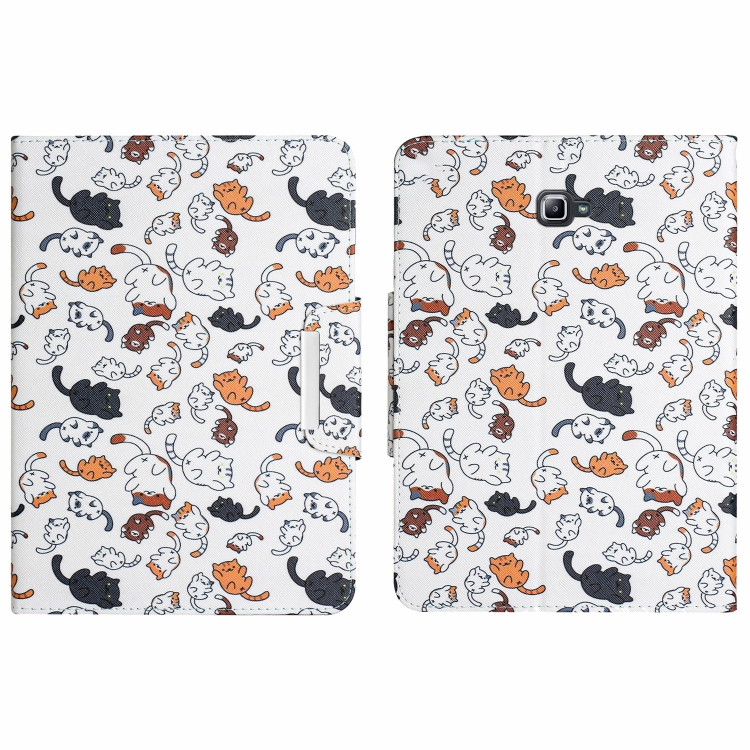 

For Samsung Galaxy Tab A 10.1 2016 Colored Drawing Horizontal Flip Leather Tablet Case(Lying Cat)