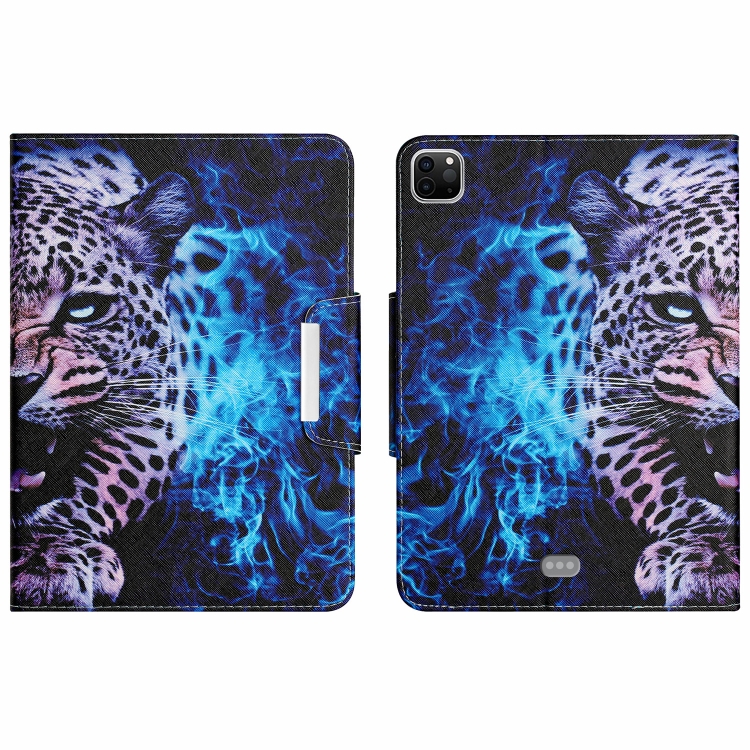

For iPad Pro 11 2020 Colored Drawing Horizontal Flip Leather Tablet Case(Blue Leopard)