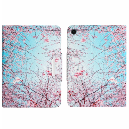 

For Samsung Galaxy Tab A8 10.5 2021 Colored Drawing Horizontal Flip Leather Tablet Case(Cherry Blossoms)