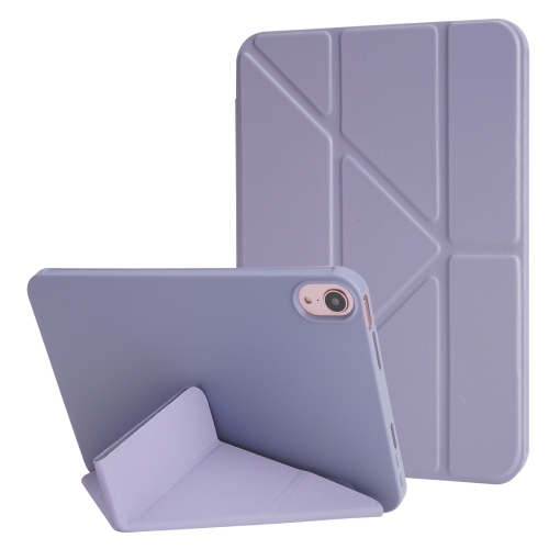 

For iPad 10th Gen 10.9 2022 Millet Texture PU + Silicone 3-folding Leather Tablet Case(Purple)