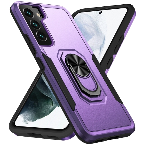 

For Samsung Galaxy S23 5G Pioneer Armor PC + TPU Holder Phone Case(Purple + Black)