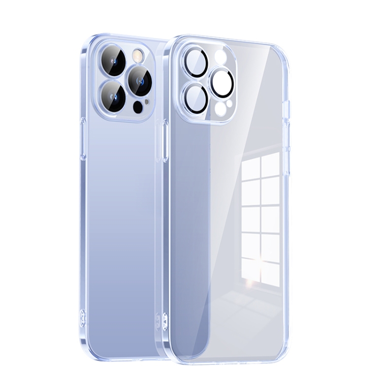 

For iPhone 14 Pro Ultra-thin PC Phone Case with Lens Film(Transparent Blue)