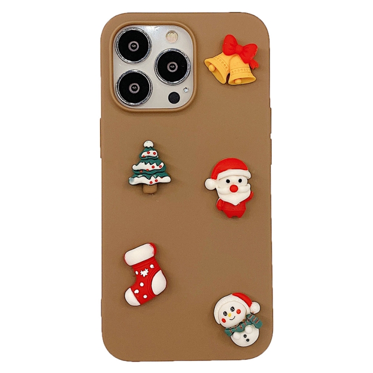 

For iPhone 14 Christmas Candy Phone Case(Brown)