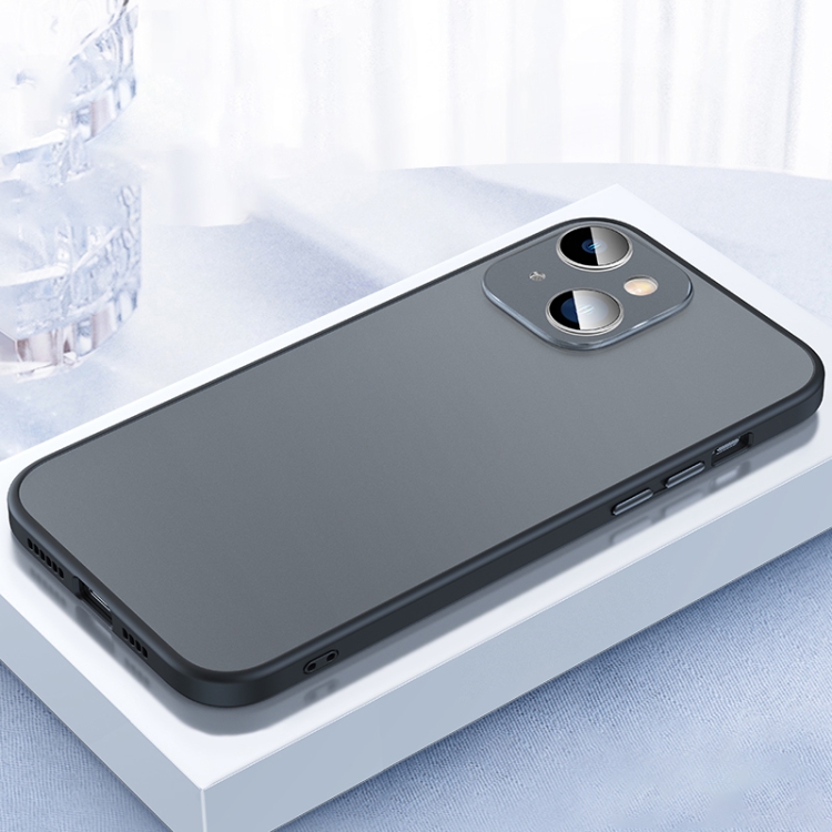

For iPhone 14 2 in 1 Skin Feel Frosted Phone Case with Lens Film(Black)