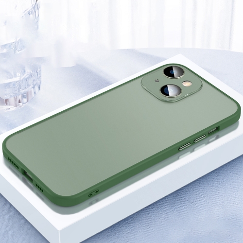 

For iPhone 14 Plus 2 in 1 Skin Feel Frosted Phone Case with Lens Film(Green)