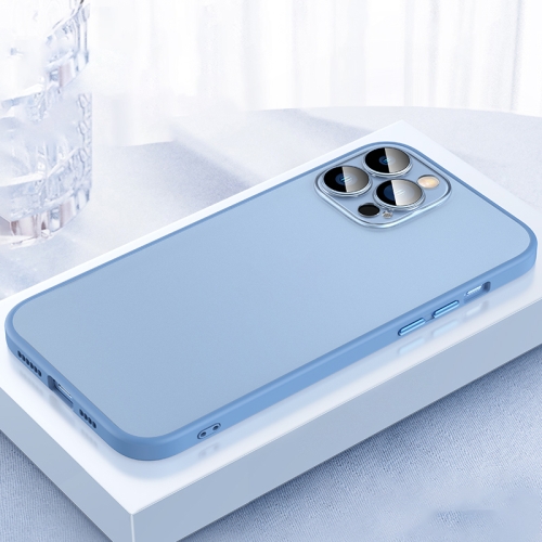 

For iPhone 14 Pro Max 2 in 1 Skin Feel Frosted Phone Case with Lens Film(Sierra Blue)