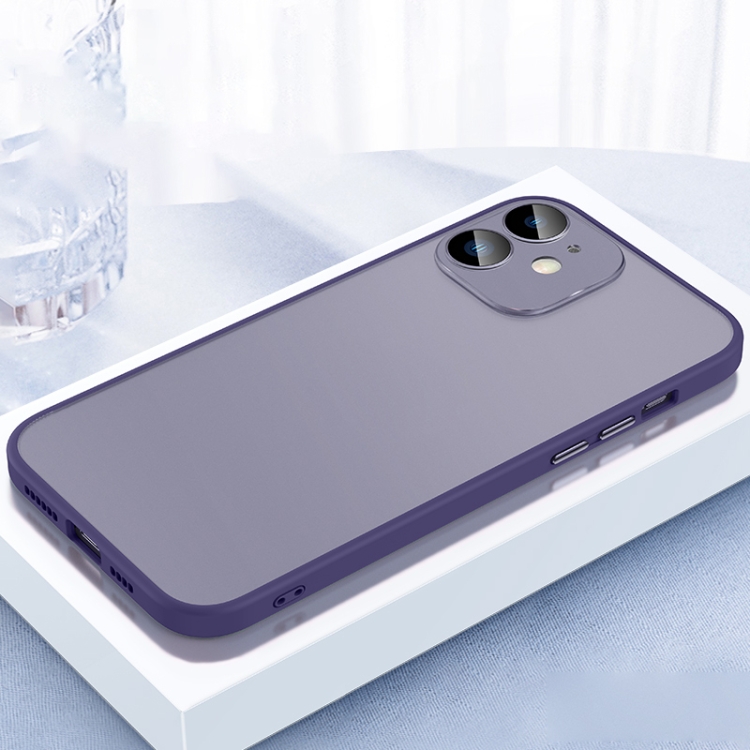 

For iPhone 12 2 in 1 Skin Feel Frosted Phone Case with Lens Film(Purple)