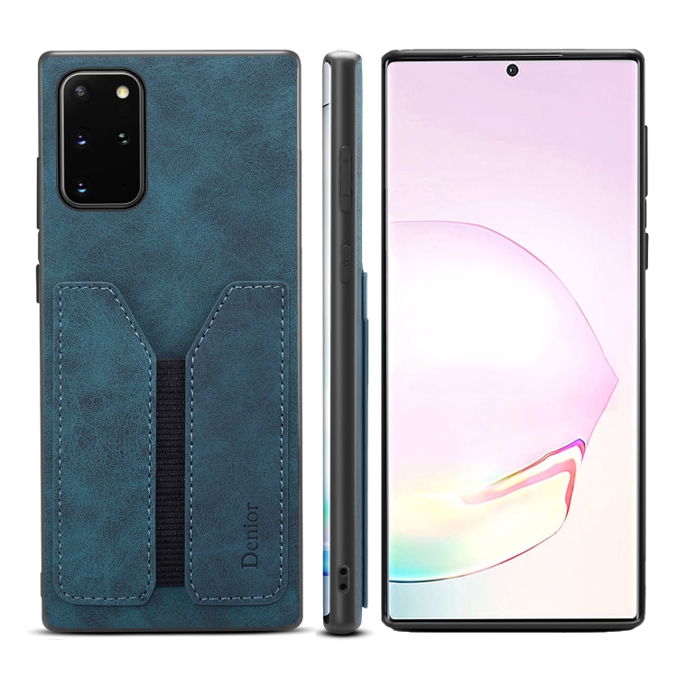 

For Samsung Galaxy Note20 Denior DV Elastic Card PU Back Cover Phone Case(Blue)