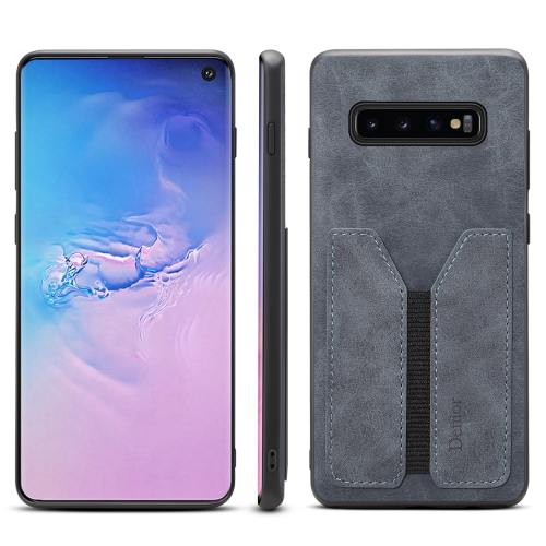 

For Samsung Galaxy S10 Denior DV Elastic Card PU Back Cover Phone Case(Grey)