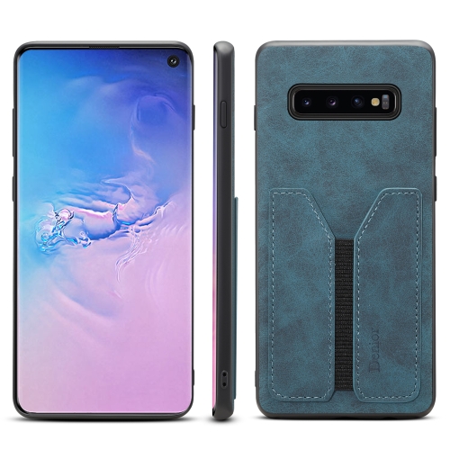 

For Samsung Galaxy S10 Denior DV Elastic Card PU Back Cover Phone Case(Blue)