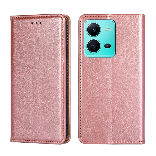 

For vivo V25 5G/V25e 5G Gloss Oil Solid Color Magnetic Leather Phone Case(Rose Gold)