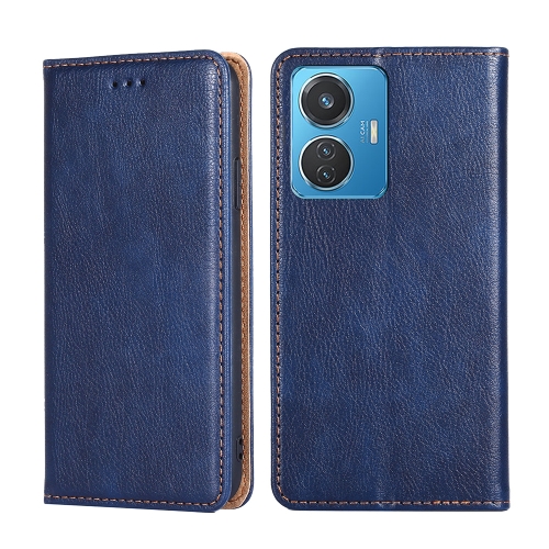 

For vivo Y55 4G Gloss Oil Solid Color Magnetic Leather Phone Case(Blue)