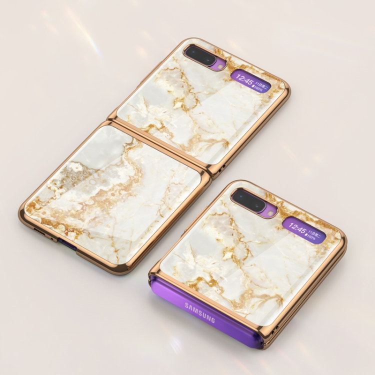 

For Galaxy Z Flip GKK Glass + PC Foldable Painted Pattern Case(Gold+Yellow)
