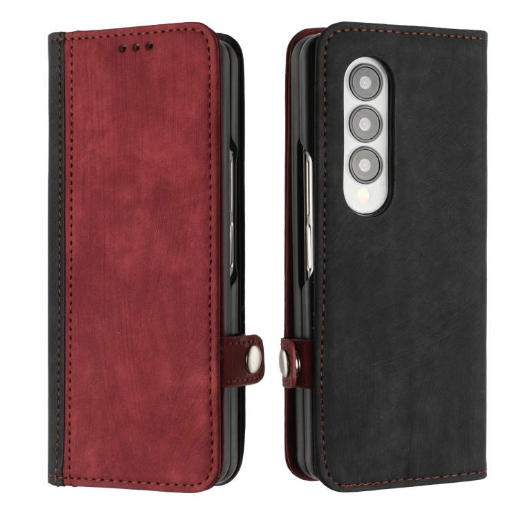 

For Samsung Galaxy Z Fold 4 5G Side Buckle Double Fold Leather Phone Case(Red)