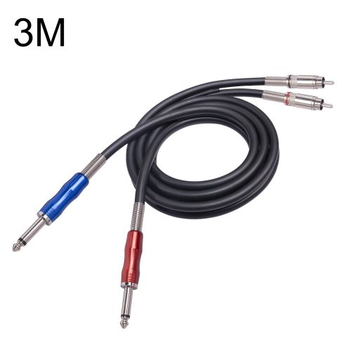 

3051K63 Dual RCA Male to Dual 6.35mm 1/4 inch Male Mixer Audio Cable, Length:3m
