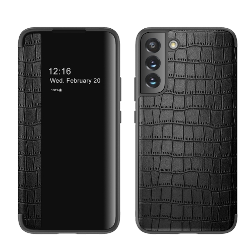 

For Samsung Galaxy S23 5G Crocodile Texture Window View Leather Phone Case(Black)