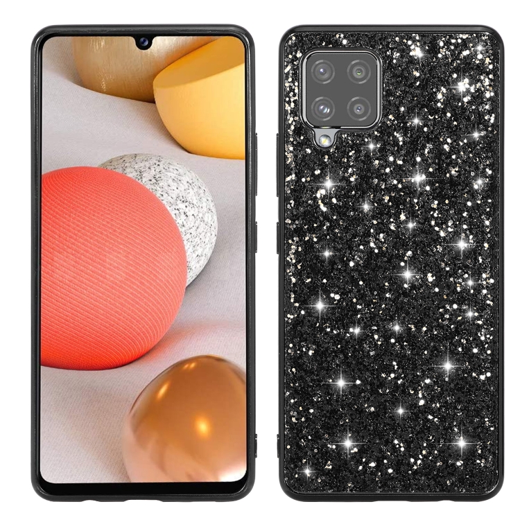

For Samsung Galaxy A12 5G Glitter Powder Shockproof TPU Phone Case(Black)