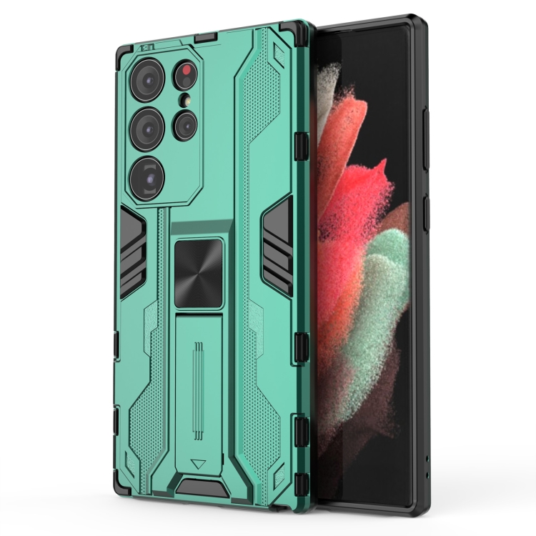

For Samsung Galaxy S23 Ultra 5G Supersonic PC + TPU Shock-proof Phone Case with Holder(Green)