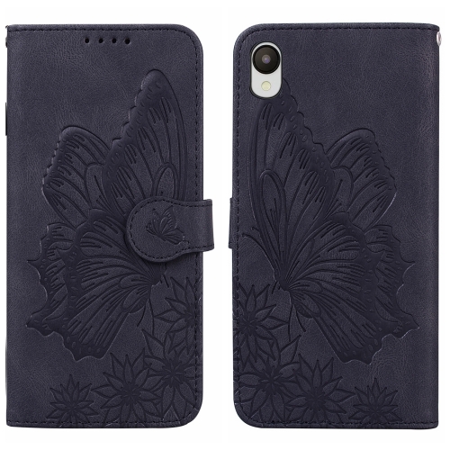 

For Samsung Galaxy A23E Retro Skin Feel Butterflies Embossing Horizontal Flip Leather Phone Case(Black)