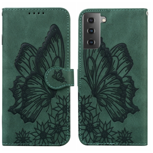 

For Samsung Galaxy S23+ 5G Retro Skin Feel Butterflies Embossing Horizontal Flip Leather Phone Case(Green)