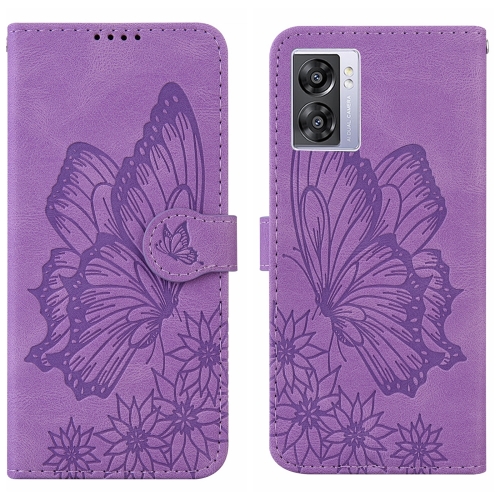 

For OPPO A57 5G Retro Skin Feel Butterflies Embossing Horizontal Flip Leather Phone Case(Purple)