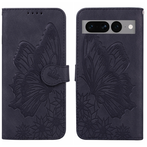 

For Google Pixel 7 Pro 5G Retro Skin Feel Butterflies Embossing Horizontal Flip Leather Phone Case(Black)