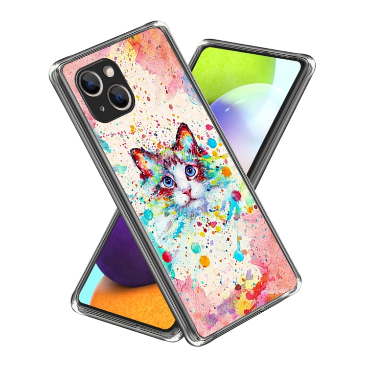 

For iPhone 14 Laser IMD Pattern TPU Phone Case(Cat)