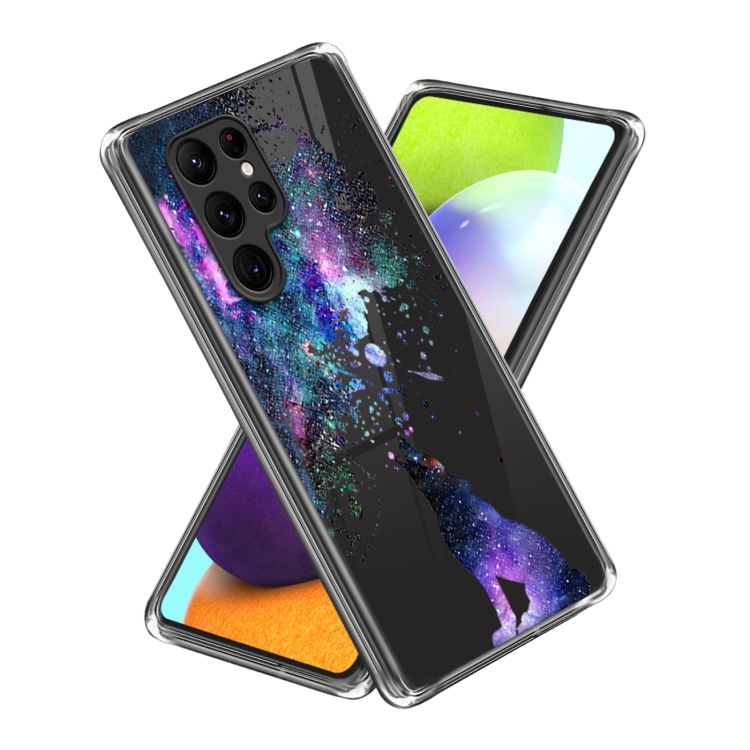 

For Samsung Galaxy S23 Ultra 5G Laser IMD Pattern TPU Phone Case(Night Sky)