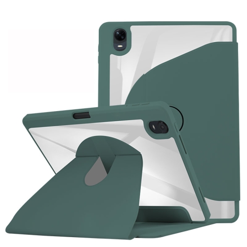 

For OPPO Pad 11 2022 Acrylic 360 Degree Rotation Holder Tablet Leather Case(Emerald Green)